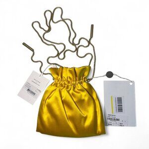 Zimmermann Women's Gathered Satin Pouch - Sunflower Yellow/Gold NWT